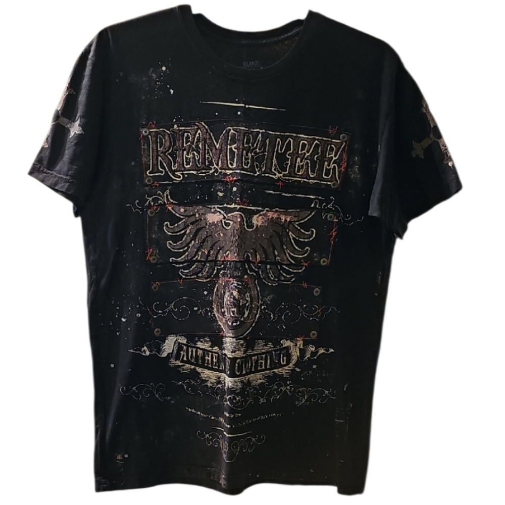 🦅Remetree Black Shortsleeve Roundneck Graphic Tee. Men's Size: XL.